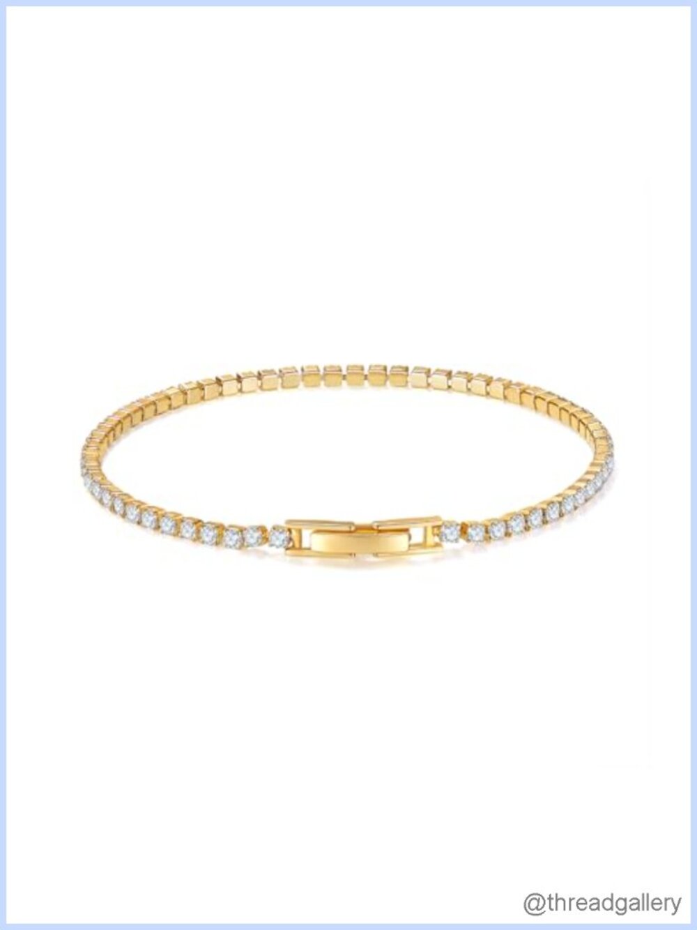 14K Gold Plated Tennis Bracelet 2mm CZ Lobster Clasp